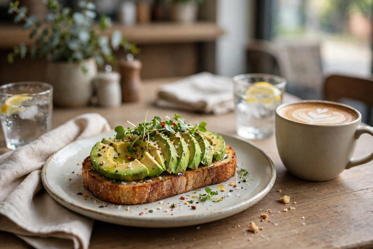 Mashed avocado in a bowl with a spoon beside avocado halves